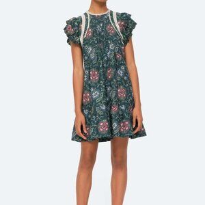 Sea Robina Green Floral Print Mini Tunic Dress Size Small